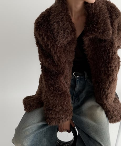 ［即納］sanen wool collar fur jacket