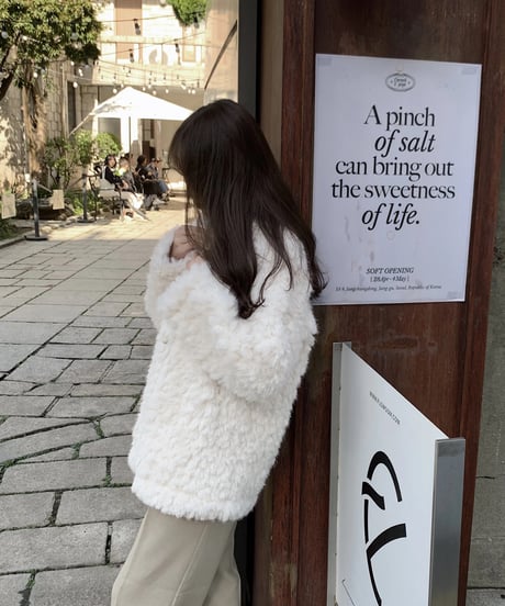 ［即納］sanen wool collar fur jacket