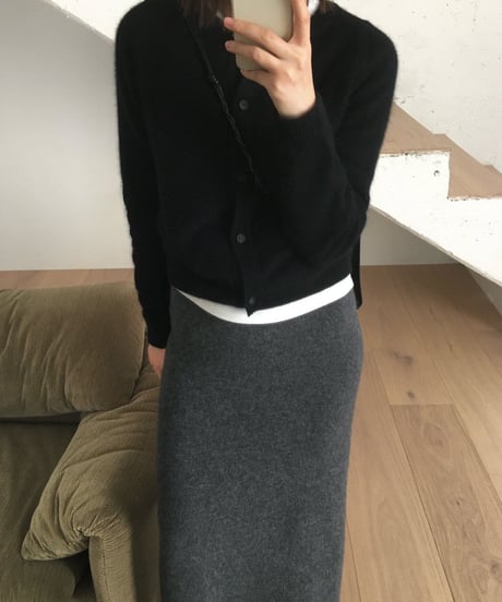 wool cashmere slits long skirt