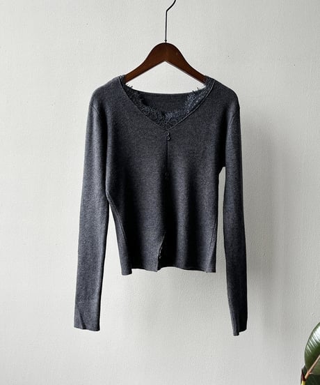 v-neck lace knit