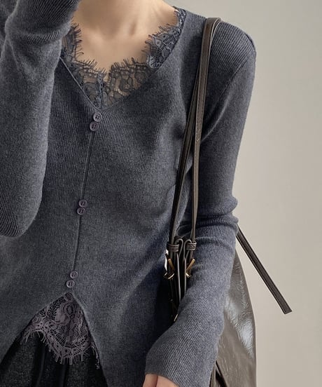 v-neck lace knit