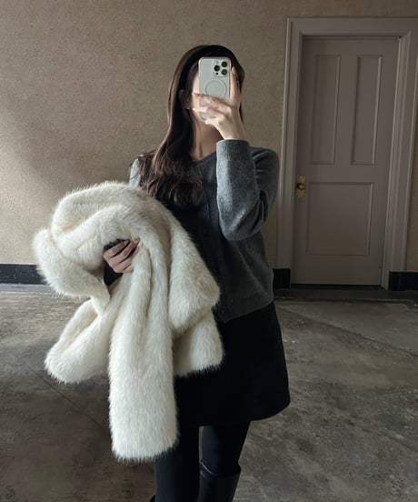 bouclé mini skirt