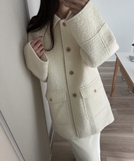 ［即納］alpaca wool soft bouclé coat