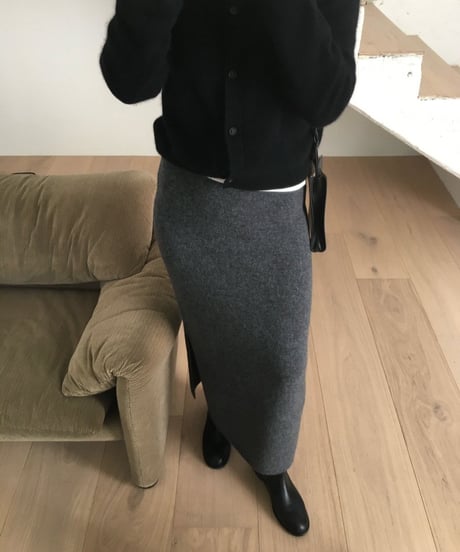 wool cashmere slits long skirt