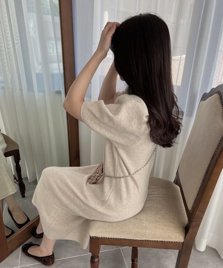 sleeve puff knit onepiece