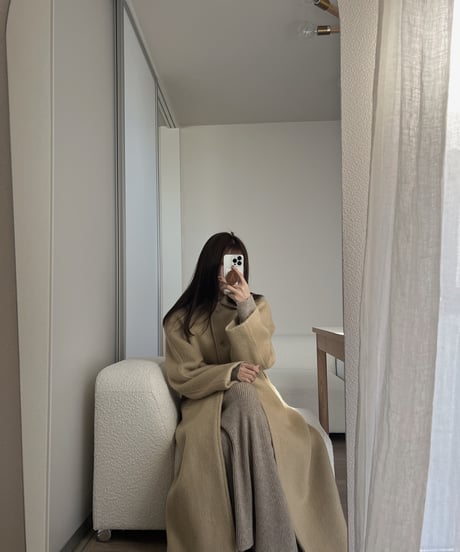 ［即納］folded alpaca long coat