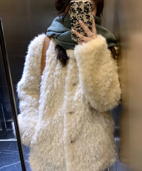 ［即納］sanen wool collar fur jacket