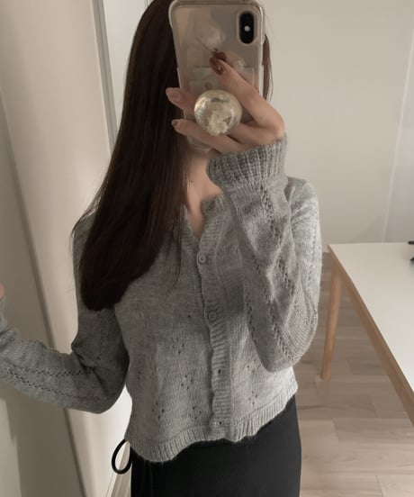 punched wool cardigan