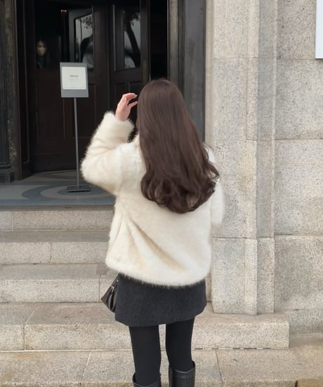 bouclé mini skirt