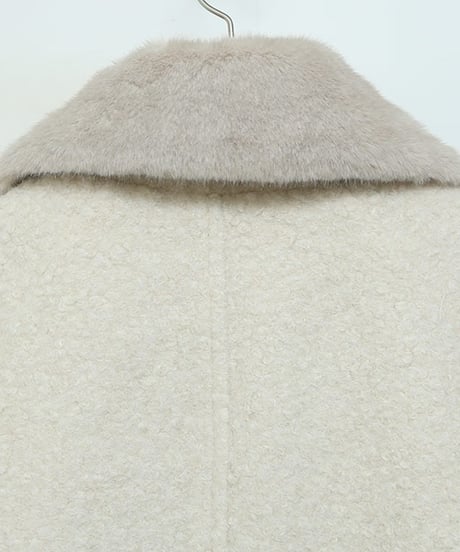 bouclé fur collar half coat