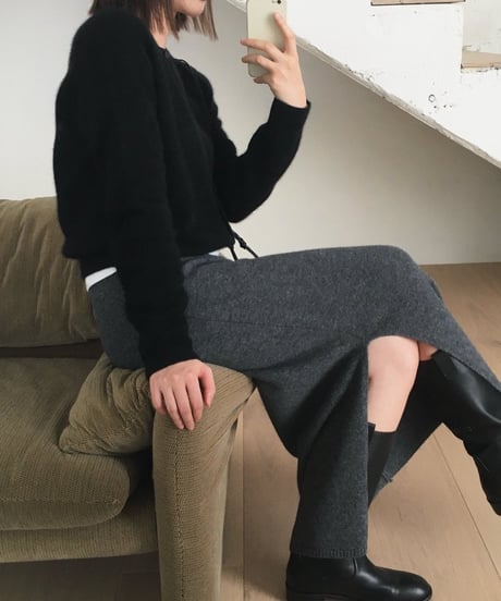 wool cashmere slits long skirt