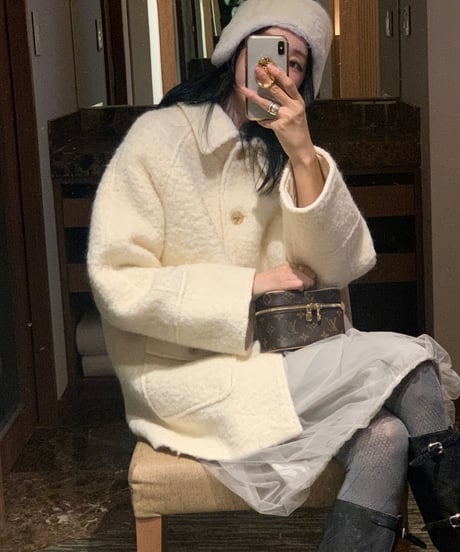 ［即納］alpaca wool soft bouclé coat