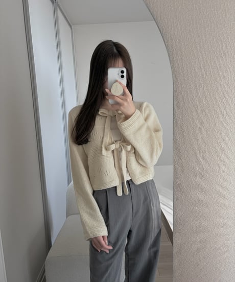 wool ribbon scotch cardigan