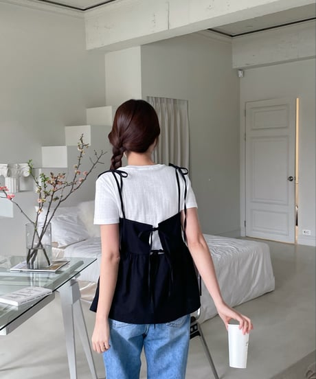 ［即納］cotton ribbon camisole