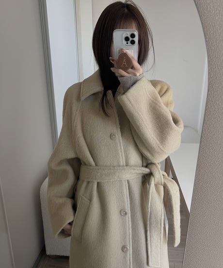［即納］folded alpaca long coat