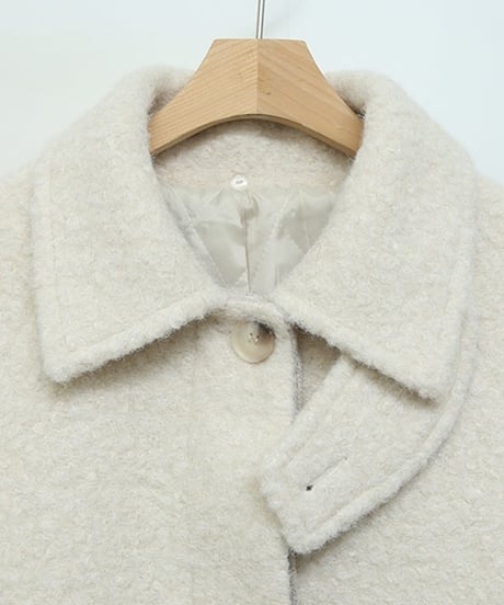 bouclé fur collar half coat