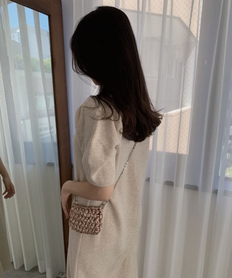 sleeve puff knit onepiece