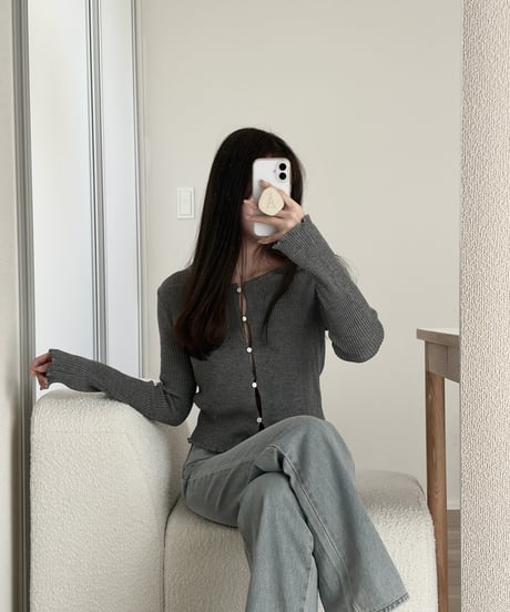 frill ribbed cardigan