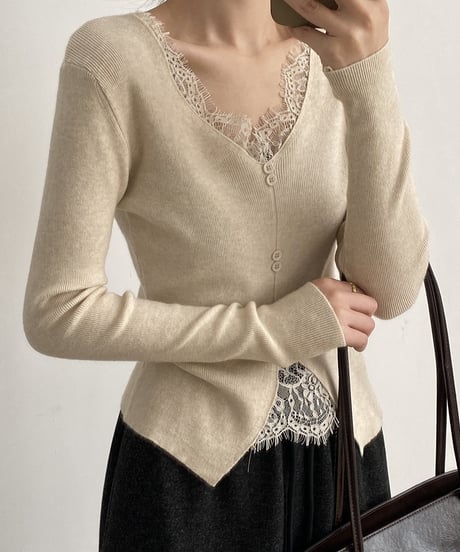 v-neck lace knit