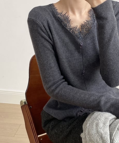 v-neck lace knit