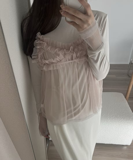tulle sleeve shirt & tulle camisole