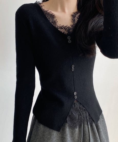v-neck lace knit