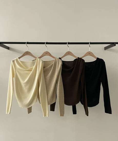 ［即納］round neck knit top