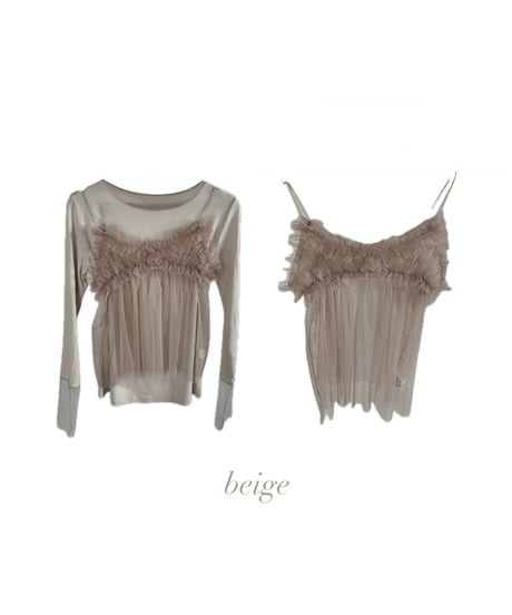 tulle sleeve shirt & tulle camisole