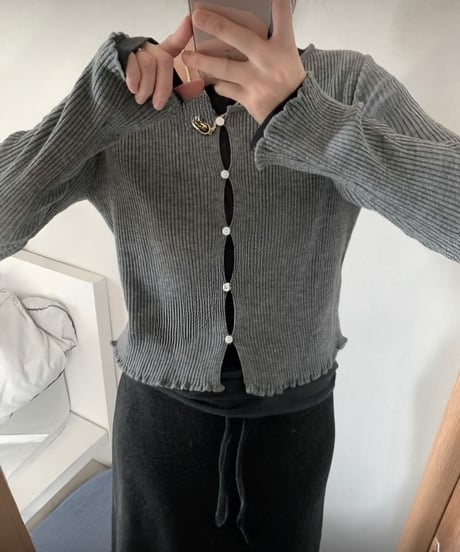 frill ribbed cardigan