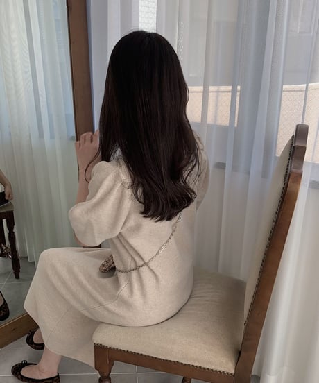 sleeve puff knit onepiece