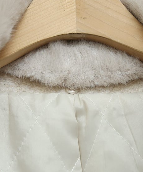 bouclé fur collar half coat