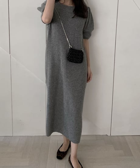 sleeve puff knit onepiece