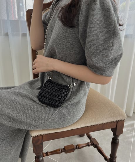 sleeve puff knit onepiece