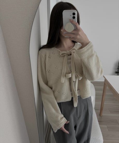 wool ribbon scotch cardigan