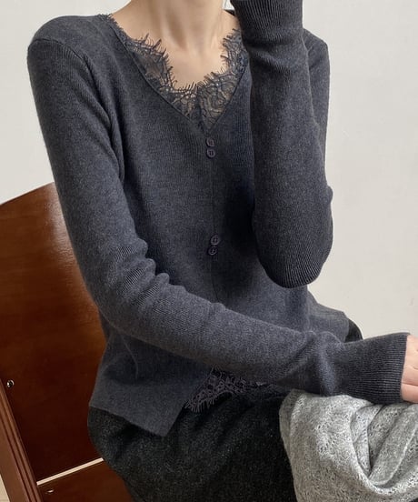 v-neck lace knit