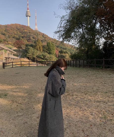［即納］folded alpaca long coat