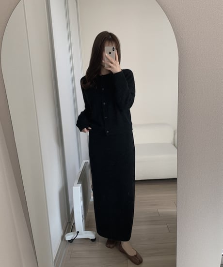 wool cashmere slits long skirt