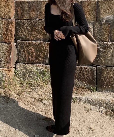 square neck knit dress
