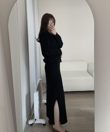 wool cashmere slits long skirt