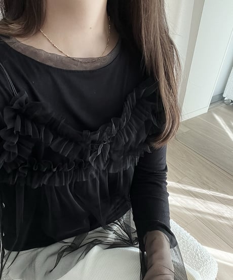 tulle sleeve shirt & tulle camisole