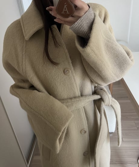 ［即納］folded alpaca long coat