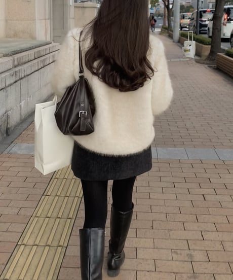 bouclé mini skirt