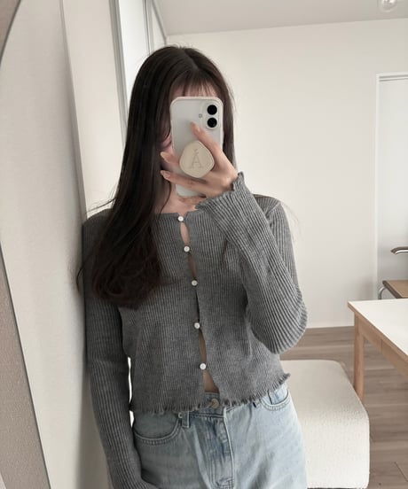 frill ribbed cardigan