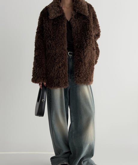 ［即納］sanen wool collar fur jacket