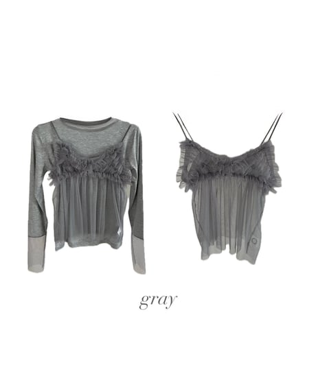 tulle sleeve shirt & tulle camisole