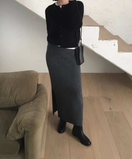 wool cashmere slits long skirt