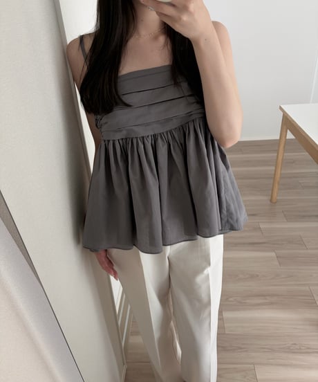 shirred sleeveless blouse
