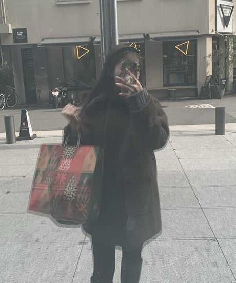 bouclé fur collar half coat