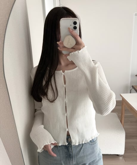 frill ribbed cardigan