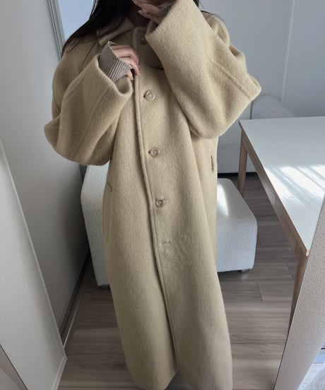 ［即納］folded alpaca long coat
